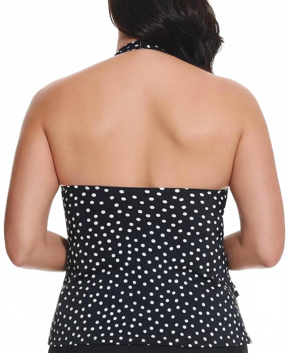 NEW SWIM SOLUTIONS printed halter tankini top in black/white - Picture 2 of 2